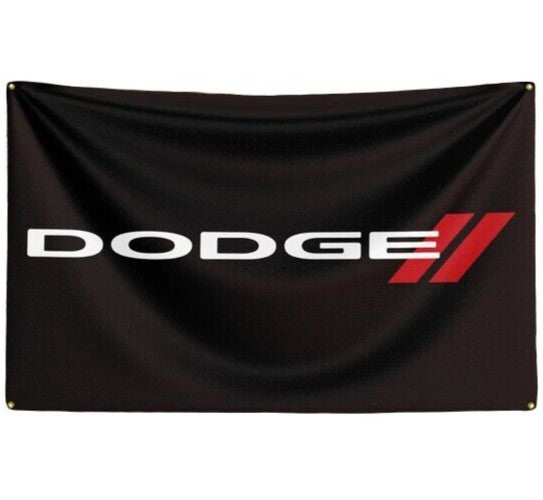 Black Dodge 3 ft x 5 ft Flag With Corner Grommets NEW! Home & Garden:Yard, Garden & Outdoor Living:Décor:Flags Cozy Home Treasures